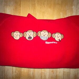 Y2k Aeropostale tomboy fit red monkey fleece hoodie. XL